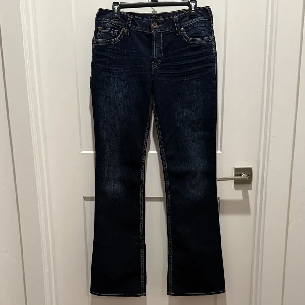 Silver Jeans Womens 31x34 Suki Mid Rise Boot Cut Dark Wash
